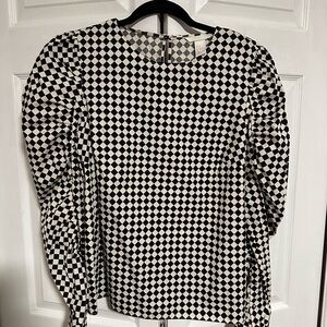 H&M Black and White Checkered Blouse